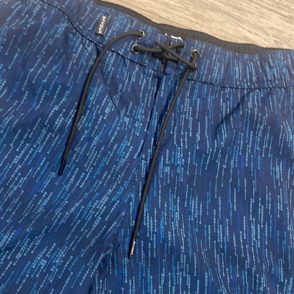 Spyder NWT Blue Board Shorts Quick-Dry Swimwear men’s medium swim tie waist